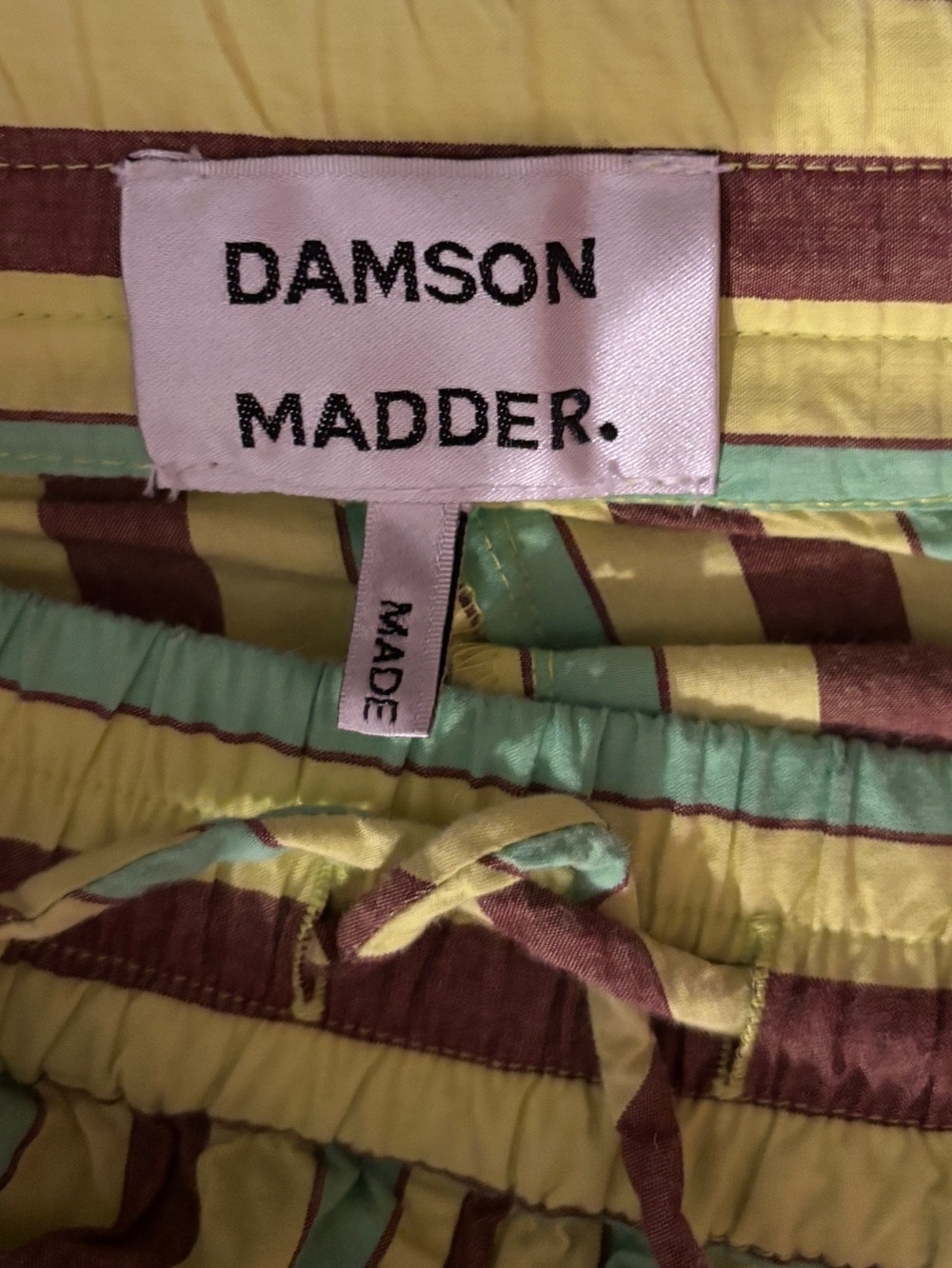 Damson Madder Striped Wide-Leg Pants - Lime & Brown - Picture 5 of 6